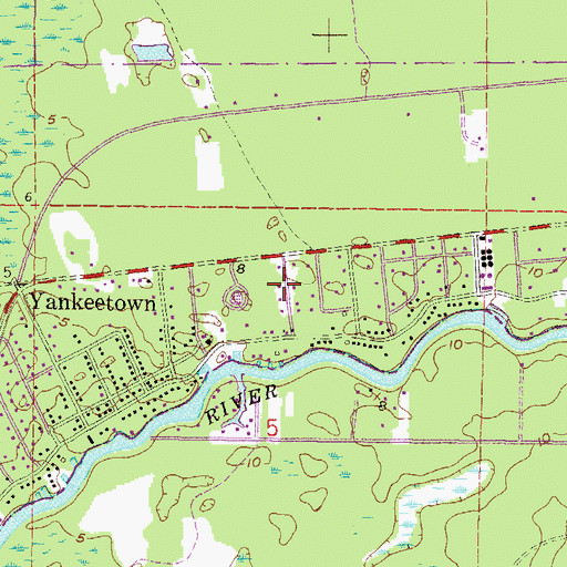 Topographic Map of Yankeetown Post Office, FL