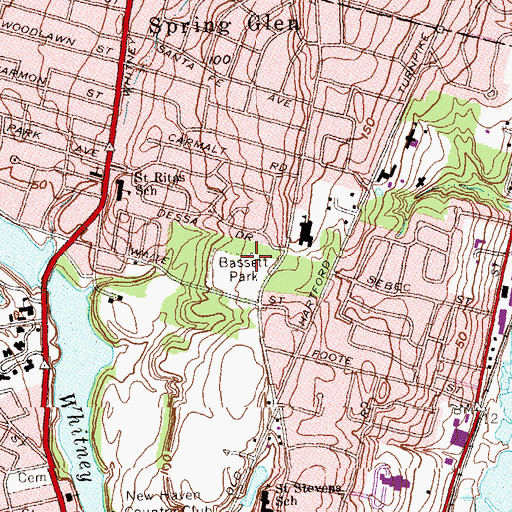 Topographic Map of Bassett Park, CT