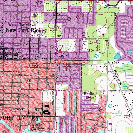 Topographic Map of New Port Richey Post Office, FL