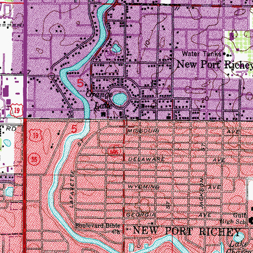 Topographic Map of Richey Suncoast Theater, FL