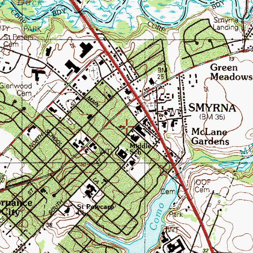 Topographic Map of Smyrna School District, DE