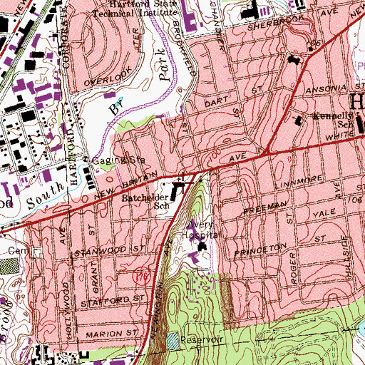 Topographic Map of Batchelder School, CT
