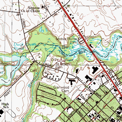 Topographic Map of Smyrna Municipal Park, DE