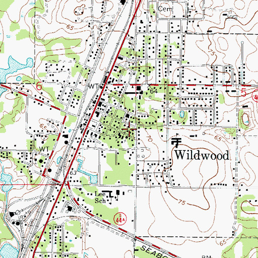 Topographic Map of First Baptist Church, FL