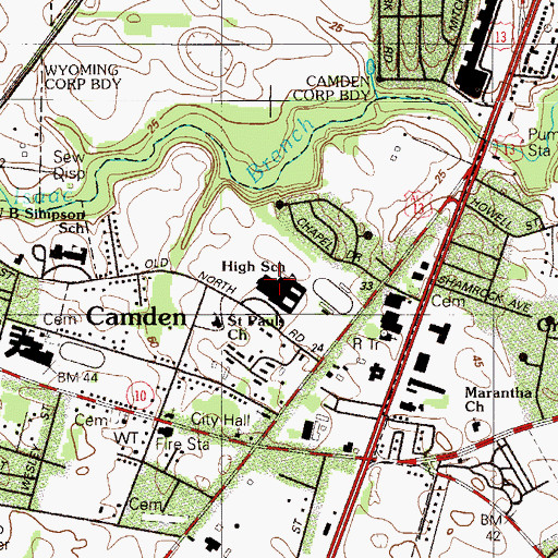 Topographic Map of Caesar Rodney School District, DE
