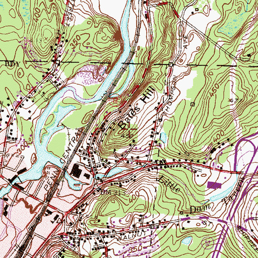 Topographic Map of Bates Hill, CT