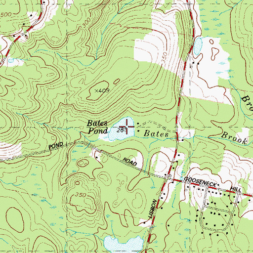 Topographic Map of Bates Pond, CT