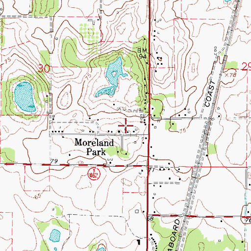 Topographic Map of Moreland Park Baptist Church, FL