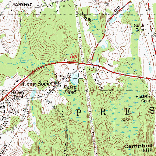 Topographic Map of Bates Pond, CT