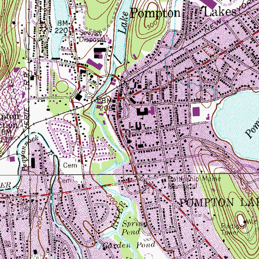 Topographic Map of Free Public Library of the Borough of Pompton Lakes, NJ