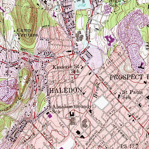 Topographic Map of Haledon Free Public Library, NJ