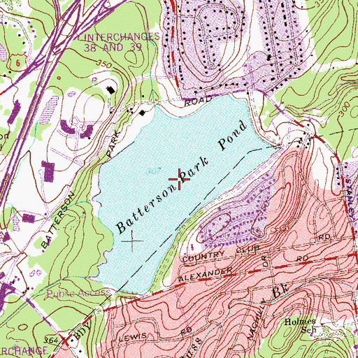 Topographic Map of Batterson Park Pond, CT