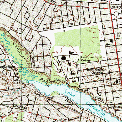 Topographic Map of Saint Joseph's Hall, NJ