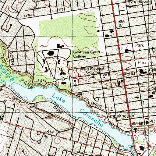 Topographic Map of Kingscote Administration Building, NJ
