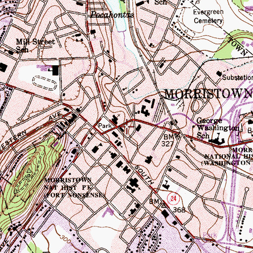 Topographic Map of Morris Street Post Office, NJ