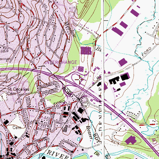 Topographic Map of Interchange 37, NJ