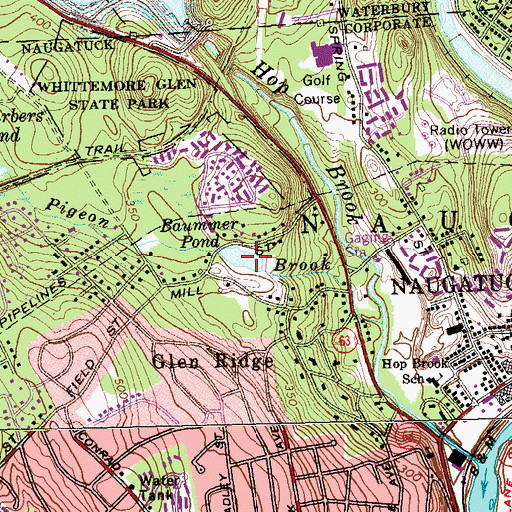 Topographic Map of Baummer Pond, CT