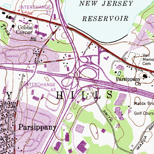 Topographic Map of Interchange 43, NJ
