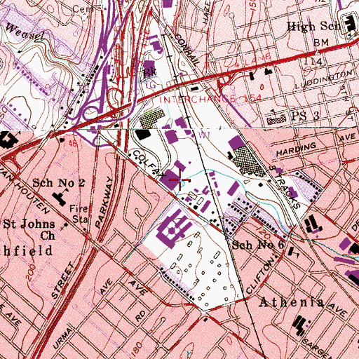 Topographic Map of Clifton High School, NJ