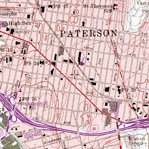 Topographic Map of Martin Luther King Elementary School, NJ