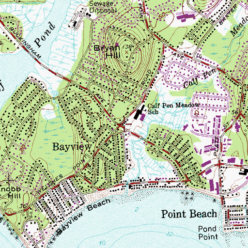 Topographic Map of Bayview, CT