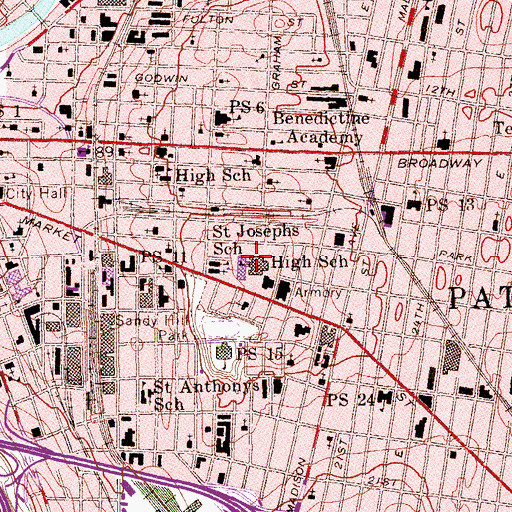 Topographic Map of Eastside HIgh School, NJ