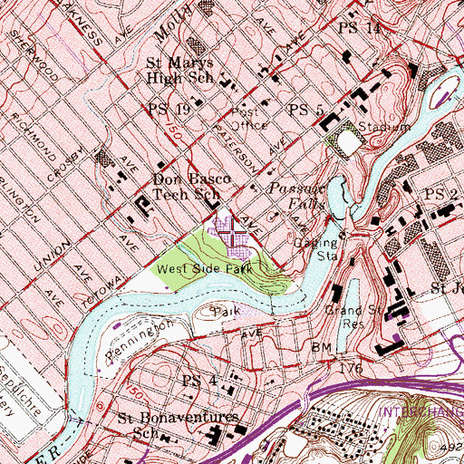 Topographic Map of John F Kennedy High School, NJ