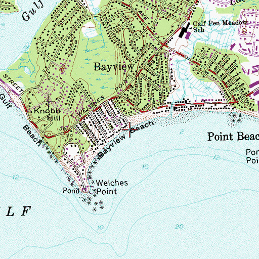 Topographic Map of Bayview Beach, CT