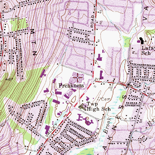 Topographic Map of Wayne Valley High School, NJ