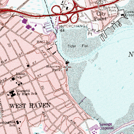 Topographic Map of Bayview Park, CT