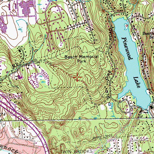 Topographic Map of Beach Memorial Park, CT