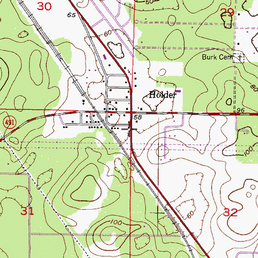 Topographic Map of Holder Post Office, FL