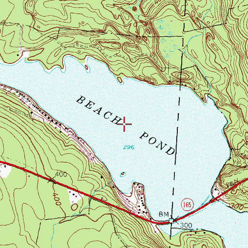 Topographic Map of Beach Pond, CT