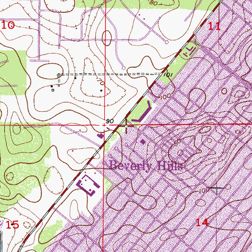 Topographic Map of Beverly Hills Post Office, FL