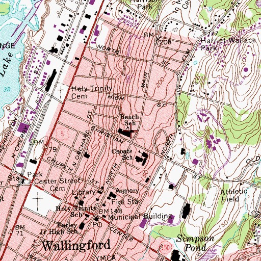 Topographic Map of Moses Y Beach Elementary School, CT