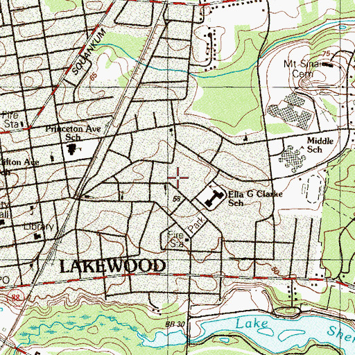 Topographic Map of Lakewood Church of God, NJ