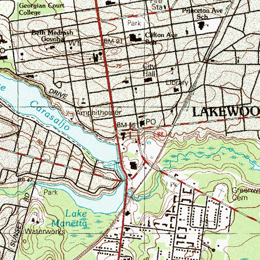 Topographic Map of Saint Mary's of the Lake Church, NJ
