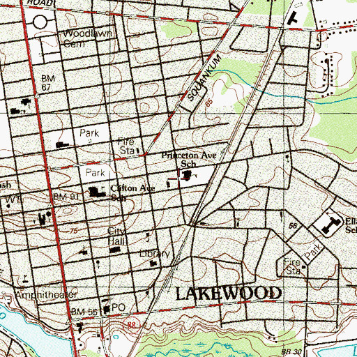 Topographic Map of Sixth Street Baptist Church, NJ
