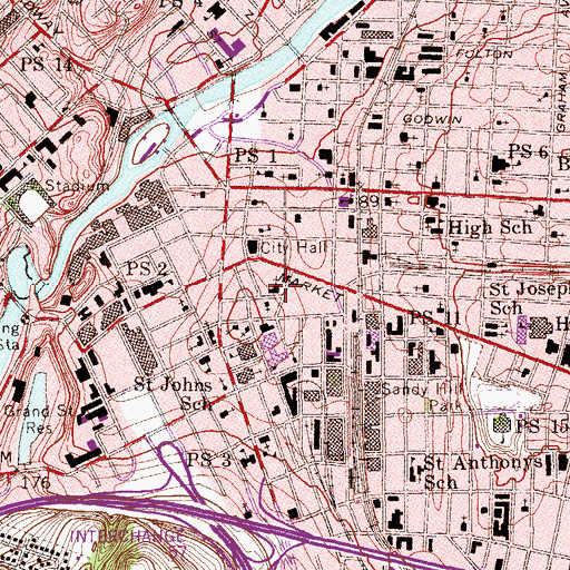 Topographic Map of Saint Paul's Evangelical Lutheran Church (historical), NJ