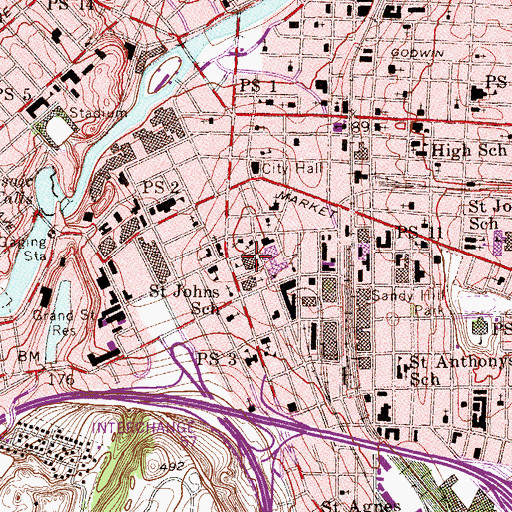 Topographic Map of Eastside High School Annex (historical), NJ