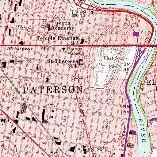 Topographic Map of Eastside Branch Paterson Free Public Library (historical), NJ