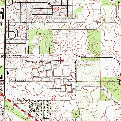 Topographic Map of Ocala Sewage Disposal Plant, FL