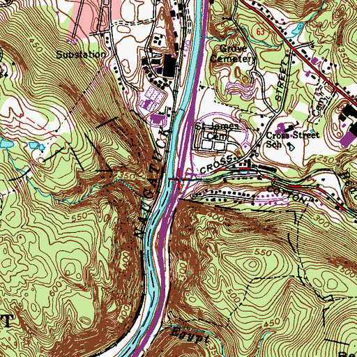 Topographic Map of Beacon Hill Brook, CT