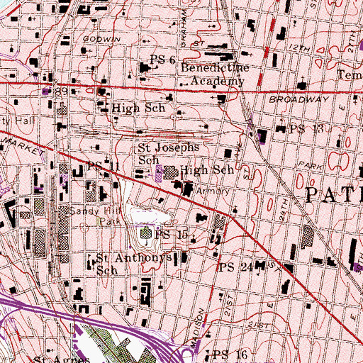 Topographic Map of Roberto Clemente Elementary School, NJ