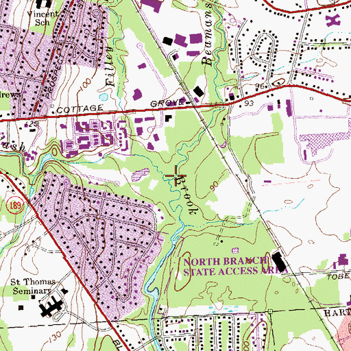 Topographic Map of Beamans Brook, CT