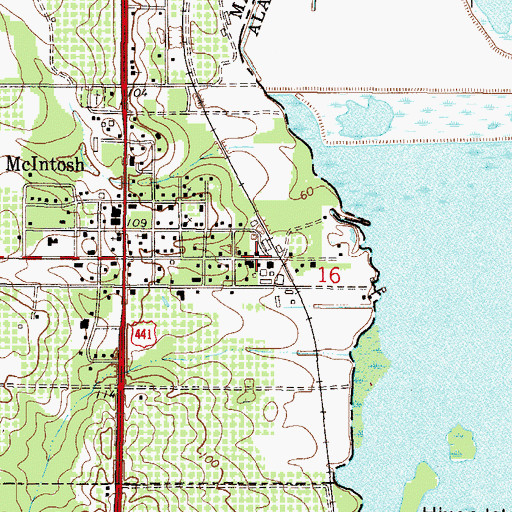 Topographic Map of McIntosh Post Office, FL