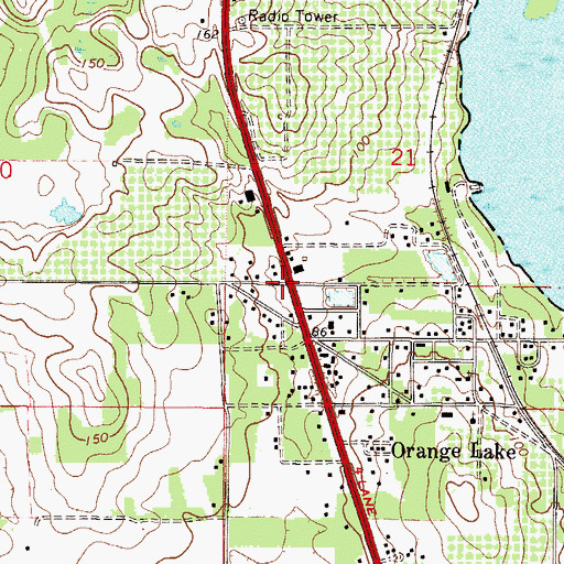Topographic Map of Orange Lake Post Office, FL