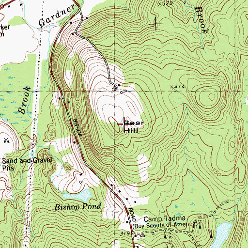 Topographic Map of Bear Hill, CT