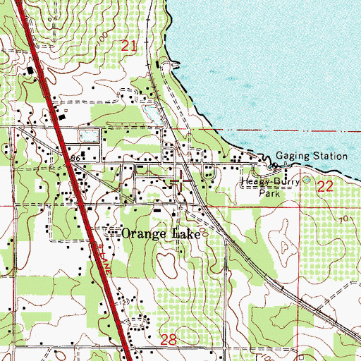 Topographic Map of Orange Lake Baptist Church, FL