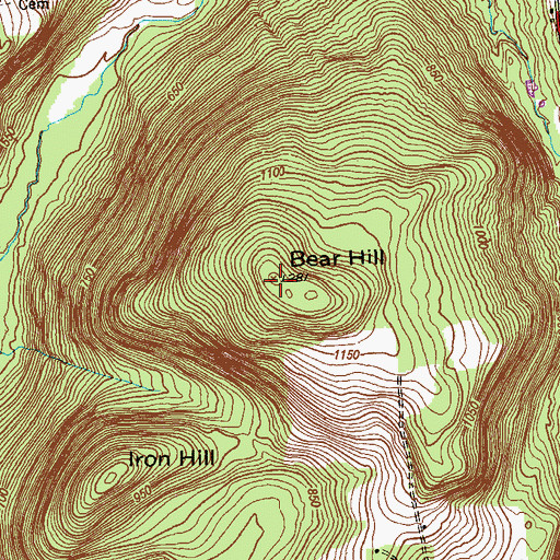 Topographic Map of Bear Hill, CT